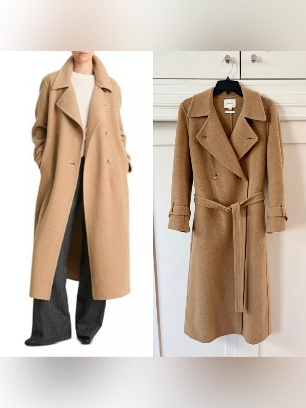 Vince Lofty Italian Wool-Blend Camel Trench Coat – Size XS